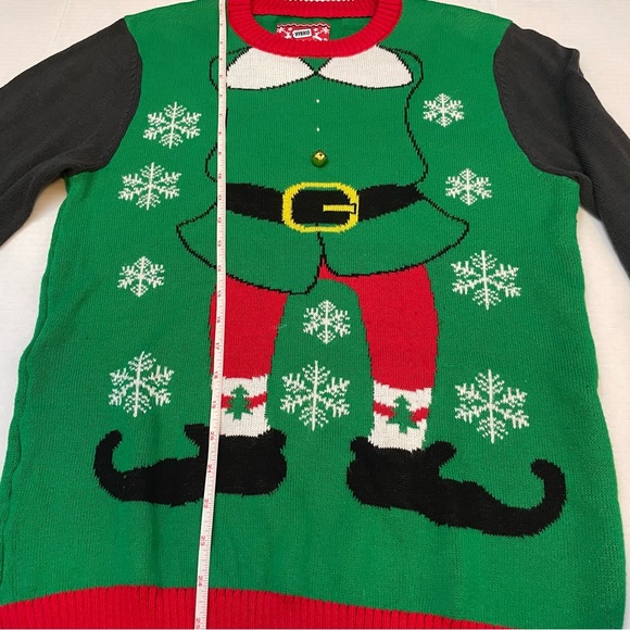 Elf Ugly Christmas Sweater Crewneck, Multicolored, Size Small - Picture 8 of 10
